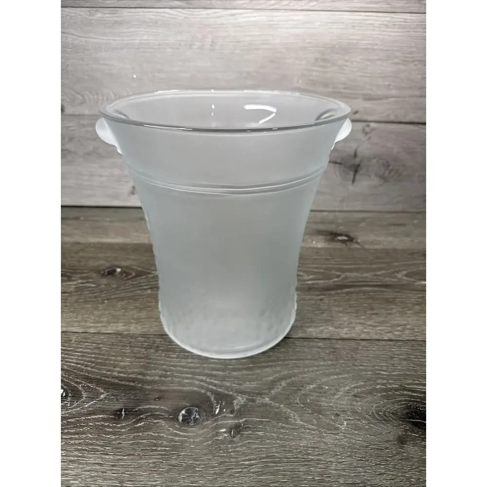 Vintage Italian Frosted Glass Ice Champagne Bucket Raised Grape Pattern 8.5”